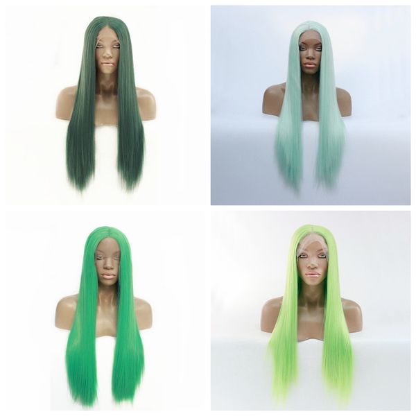 green synthetic lace front wigs for women long silky straight heat resistant fiber hair green wigs pastel cosplay, Black
green synthetic lace front wigs for women long silky straight heat resistant fiber hair green wigs pastel cosplay, Black