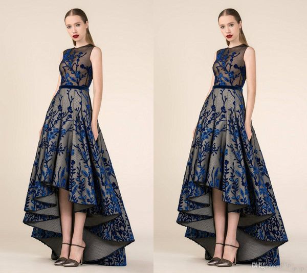 saiid kobeisy 2019 prom dresses a line jewel neck high low lace appliques evening dress custom made illusion formal party gowns, Black
saiid kobeisy 2019 prom dresses a line jewel neck high low lace appliques evening dress custom made illusion formal party gowns, Black