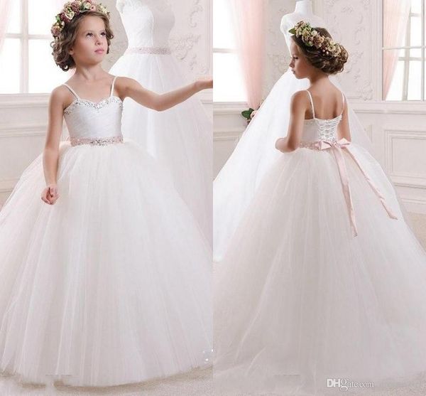 new spaghetti strap a line flower girl dresses crystals lace-up back tulle long girl pageant party dress, White;blue
new spaghetti strap a line flower girl dresses crystals lace-up back tulle long girl pageant party dress, White;blue