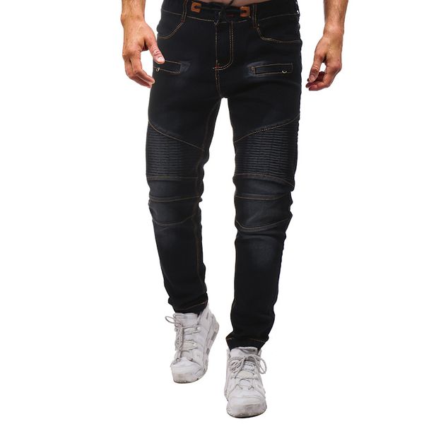 evay2018 new style men fashion cotton pleated elastic with drawstring slim fit cowboy pants 7436, Blue
evay2018 new style men fashion cotton pleated elastic with drawstring slim fit cowboy pants 7436, Blue