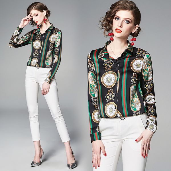 spring fall runway silk luxury baroque print ol womens ladies casual office button front turn down neck long sleeve blouses shirts, White
spring fall runway silk luxury baroque print ol womens ladies casual office button front turn down neck long sleeve blouses shirts, White