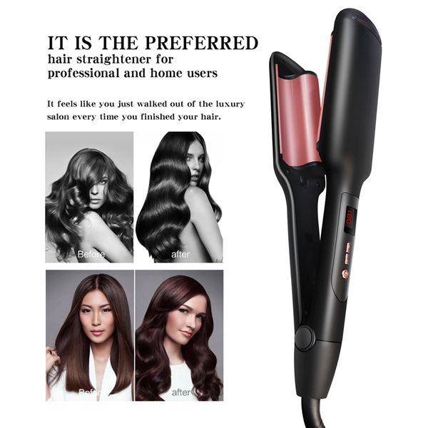 hair straighteners curling tongs wand deep waver for waves professional iron tourmaline ceramic 2 barrel styler volume styling tools, Black
hair straighteners curling tongs wand deep waver for waves professional iron tourmaline ceramic 2 barrel styler volume styling tools, Black