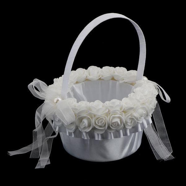 2pcs wedding flower girl baskets set - white satin with white lace & ribbon bowknots collection
2pcs wedding flower girl baskets set - white satin with white lace & ribbon bowknots collection