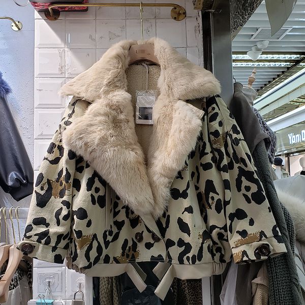 new winter natural fur collar big lapel leopard parka large real fur thick coat women plus velvet cotton padded jacket, Black
new winter natural fur collar big lapel leopard parka large real fur thick coat women plus velvet cotton padded jacket, Black