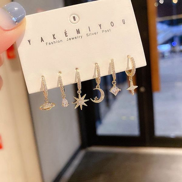 high-end cubic zircon water drop moon star dangle earrings for women gold color cz crystal earrings set, Silver
high-end cubic zircon water drop moon star dangle earrings for women gold color cz crystal earrings set, Silver