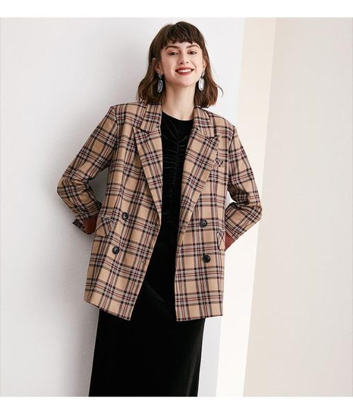 women's jackets suit plaid short coat collar double breasted british wear, Black;brown
women's jackets suit plaid short coat collar double breasted british wear, Black;brown
