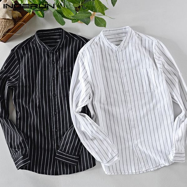 incerun 2019 casual men striped shirt stand collar button long sleeve blouse streetwear leisure brand shirts men camisa harajuku, White;black
incerun 2019 casual men striped shirt stand collar button long sleeve blouse streetwear leisure brand shirts men camisa harajuku, White;black