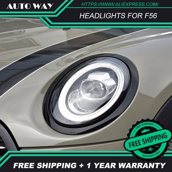 

car styling head lamp case for mini f56 headlights 2013-2018 led mini f56 headlight drl h7 d2h hid option angel eye bi xenon