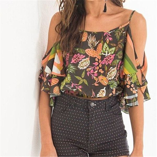 elegant womens cold shoulder short sleeve blouses vintage floral printed summer boho beach shirts crop blusas mujer, White
elegant womens cold shoulder short sleeve blouses vintage floral printed summer boho beach shirts crop blusas mujer, White