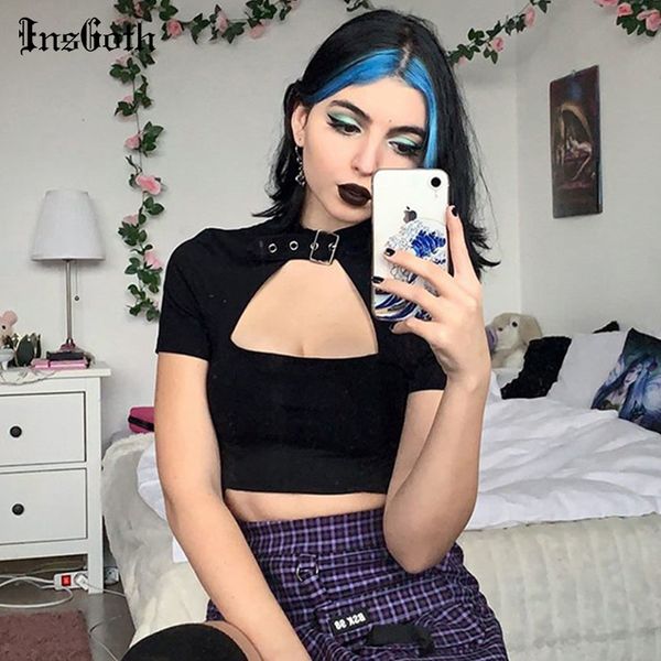 insgoth hollow out black t-shirts women streetwear harajuku bodycon halter short sleeve tees female casual basic, White
insgoth hollow out black t-shirts women streetwear harajuku bodycon halter short sleeve tees female casual basic, White