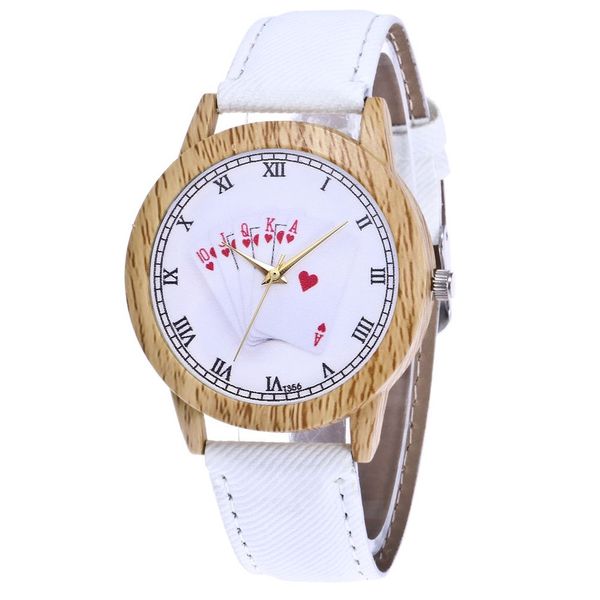 

cow cloth denim strap playing card pattern leather glass wristwatch quartz wristband for trendy valentine women dress watch 2018, Slivery;brown