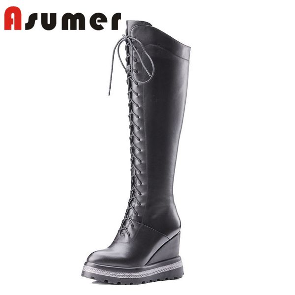 asumer 2020 pointed toe wedges heels women boots corss tide knee high boots genuine leather, Black
asumer 2020 pointed toe wedges heels women boots corss tide knee high boots genuine leather, Black