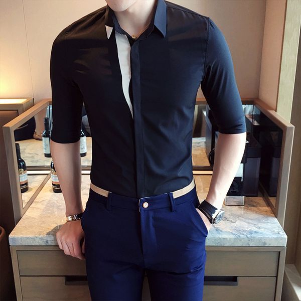 chic style patchwork color simple shirt men 2020 summer new half sleeve men shirt dress slim fit streetwear casual blouse homme, White;black
chic style patchwork color simple shirt men 2020 summer new half sleeve men shirt dress slim fit streetwear casual blouse homme, White;black