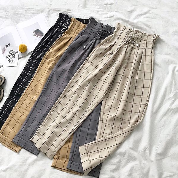 2019 female trousers harajuku casual pants women lace up high waist harem pants spring streetwear high waist plaid female, Black;white
2019 female trousers harajuku casual pants women lace up high waist harem pants spring streetwear high waist plaid female, Black;white