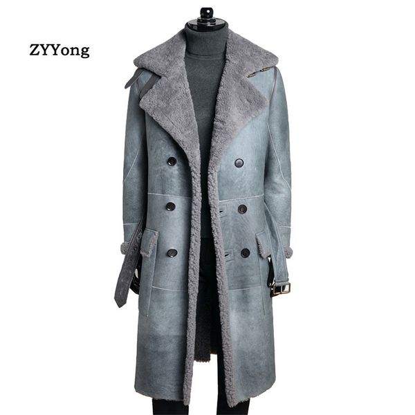 new warm winter sheepskin trench coat men leather jacket classic fur long windbreaker real leather coat clothing, Black
new warm winter sheepskin trench coat men leather jacket classic fur long windbreaker real leather coat clothing, Black
