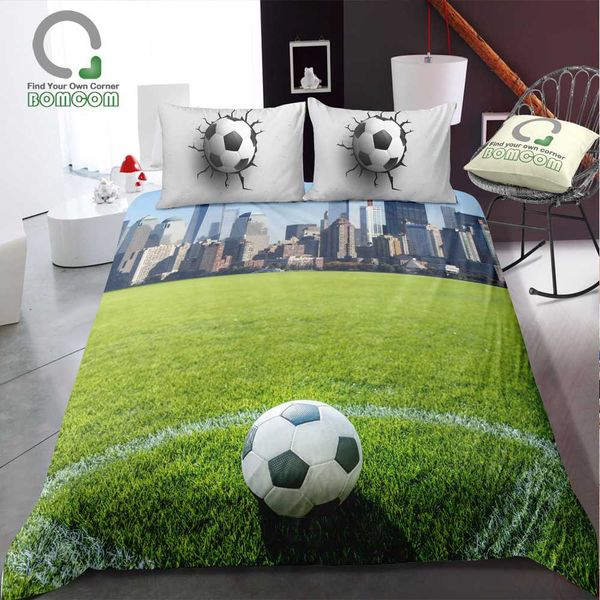 bomcom 3d digital printing soccer football lie on green grass park beside city ball hit crack wall bedding set 100% microfiber
bomcom 3d digital printing soccer football lie on green grass park beside city ball hit crack wall bedding set 100% microfiber
