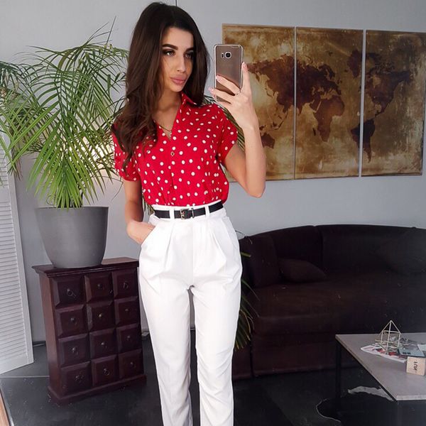 new arrival casual chiffon blouse women work office dot print elegant 2019 women fashion summer loose blouse, White
new arrival casual chiffon blouse women work office dot print elegant 2019 women fashion summer loose blouse, White