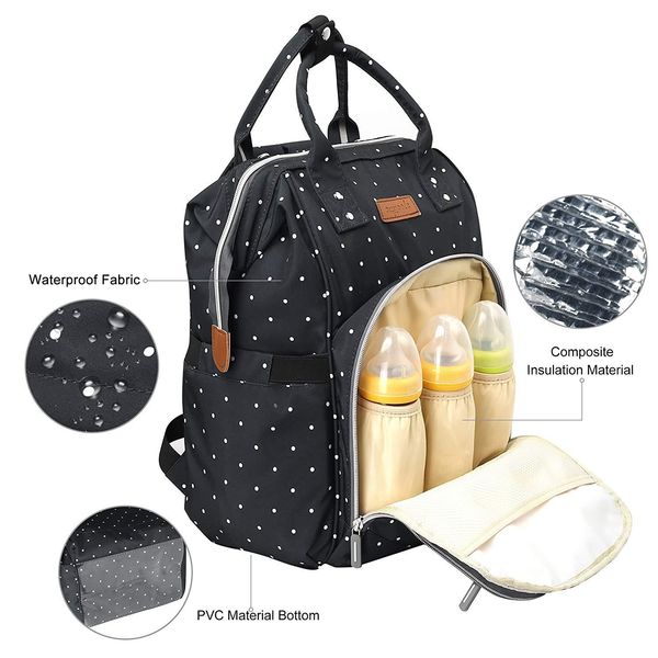 ankommling2019 new style waterproof diaper bag printed dotted diaper bag multi-functional, White
ankommling2019 new style waterproof diaper bag printed dotted diaper bag multi-functional, White