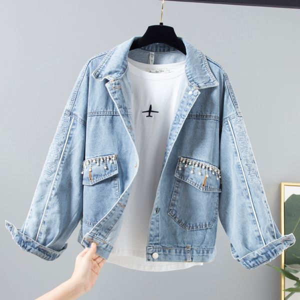 boyfriend style beading denim jacket women autumn vintage long sleeve jeans jackets basic coat casual big size loose outerwear, Black;brown
boyfriend style beading denim jacket women autumn vintage long sleeve jeans jackets basic coat casual big size loose outerwear, Black;brown