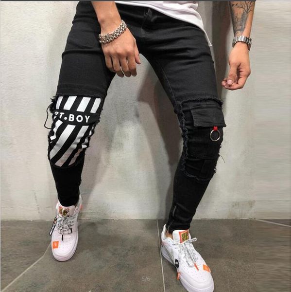 mens cool pencil jeans skinny ripped destroyed stretch slim fit hop hop pants with holes for men printed jeans, Blue
mens cool pencil jeans skinny ripped destroyed stretch slim fit hop hop pants with holes for men printed jeans, Blue
