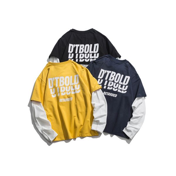 casual men's ulzzang round neck sweatshirts long sleeve pullovers fake two piece hit colors shirts for males, Black
casual men's ulzzang round neck sweatshirts long sleeve pullovers fake two piece hit colors shirts for males, Black