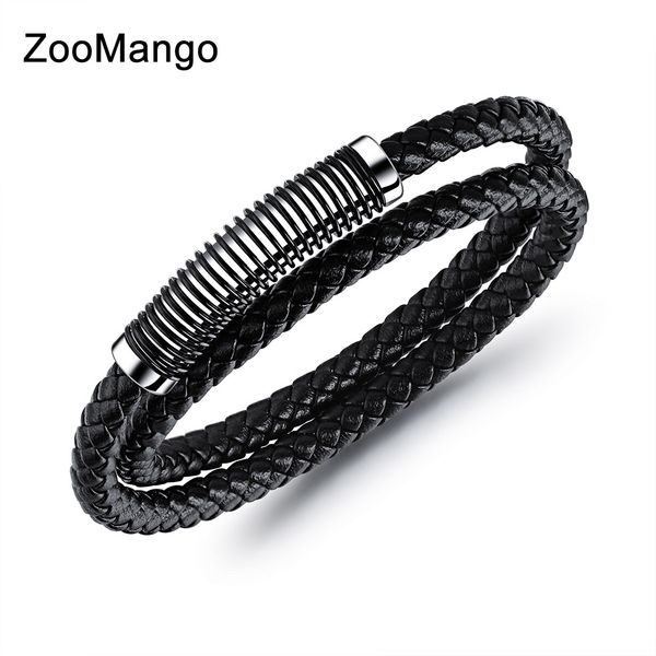 zoomango double layer springs warp bracelets bangles jewelry stainless steel magnet clasp black braided leather bracelet oph1239, Golden;silver
zoomango double layer springs warp bracelets bangles jewelry stainless steel magnet clasp black braided leather bracelet oph1239, Golden;silver