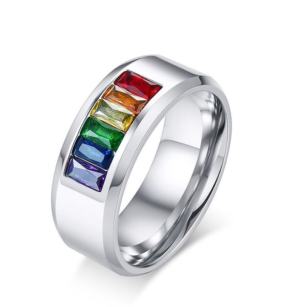 rainbow ring with colored diamonds crystal ring 8mm stainless steel mens ring lgbtq accessories bisexual fashion jewelry, Silver
rainbow ring with colored diamonds crystal ring 8mm stainless steel mens ring lgbtq accessories bisexual fashion jewelry, Silver