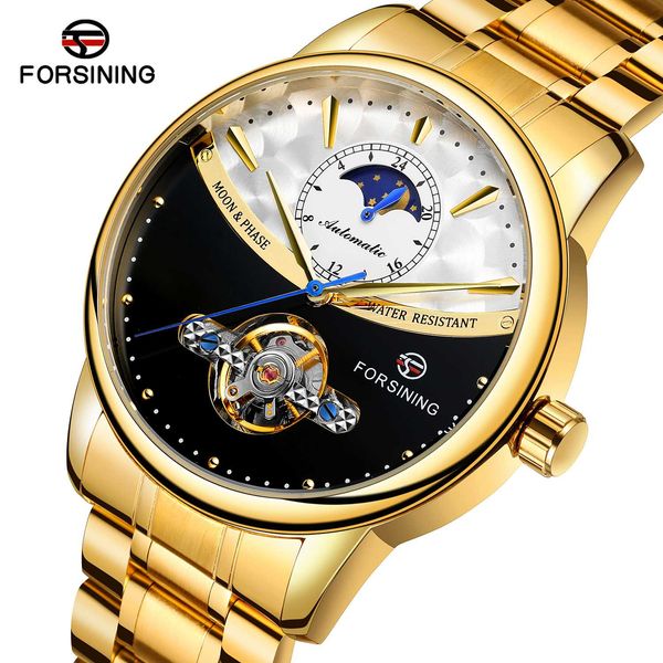 men mechanical watches automatic moon phase stainless steel belt wrist watch reloj hombre gift, Slivery;brown
men mechanical watches automatic moon phase stainless steel belt wrist watch reloj hombre gift, Slivery;brown