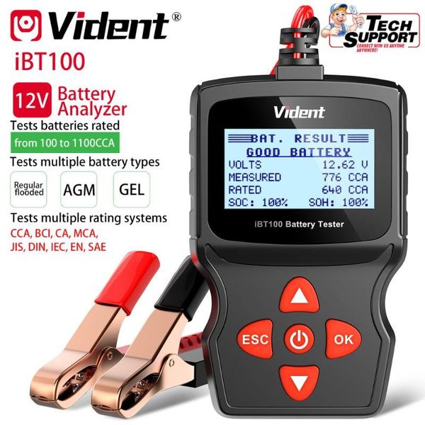 vident ibt100 12v battery analyzer automotive tester 100-1100cca