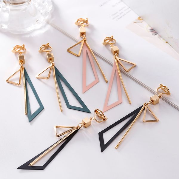 korean creative long statement geometric triangle tassel clip on earrings for women earings fashion jewelry, Silver
korean creative long statement geometric triangle tassel clip on earrings for women earings fashion jewelry, Silver