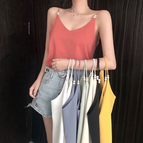 chiffon camis women tank summer 2020 beading v-neck sleeveless fashion backless vest tee casual female clothing, White
chiffon camis women tank summer 2020 beading v-neck sleeveless fashion backless vest tee casual female clothing, White