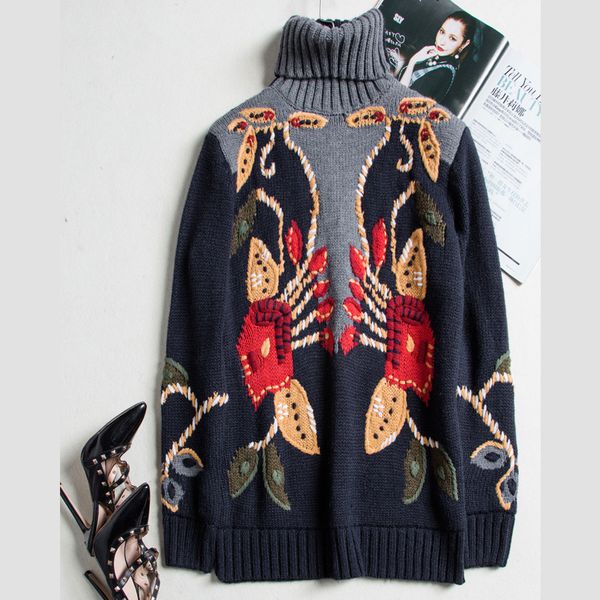 2019 early spring autumn retro national style fashion heavy work embroidery flower high collar sweater women clothes pullover size s-l, White;black
2019 early spring autumn retro national style fashion heavy work embroidery flower high collar sweater women clothes pullover size s-l, White;black