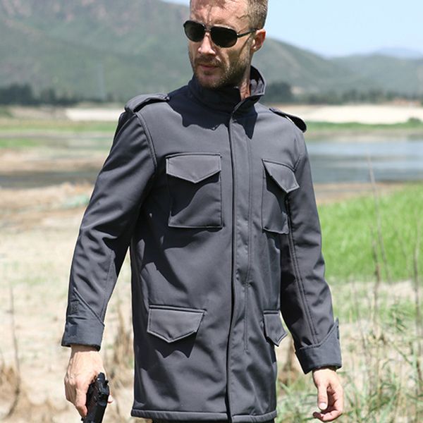 men multi pockets waterproof army stand collar tactical softshell outdoor jackets fish climbing hunting hiking camping, Blue;black
men multi pockets waterproof army stand collar tactical softshell outdoor jackets fish climbing hunting hiking camping, Blue;black
