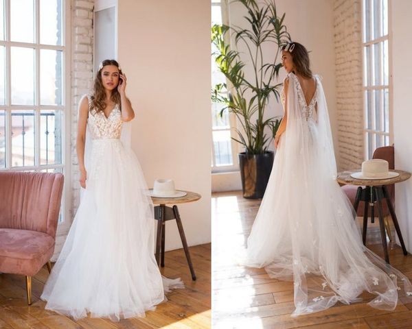 chic bohemian wedding dresses backless country boho wedding dress with lace v neck flowey tulle garden beach bridal gowns 2019 cheap, White
chic bohemian wedding dresses backless country boho wedding dress with lace v neck flowey tulle garden beach bridal gowns 2019 cheap, White