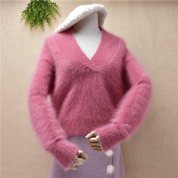 ladies women fashion sweet pink v-neck short crop mink cashmere loose pullover angora fur knitted jumper sweater winter, White;black
ladies women fashion sweet pink v-neck short crop mink cashmere loose pullover angora fur knitted jumper sweater winter, White;black