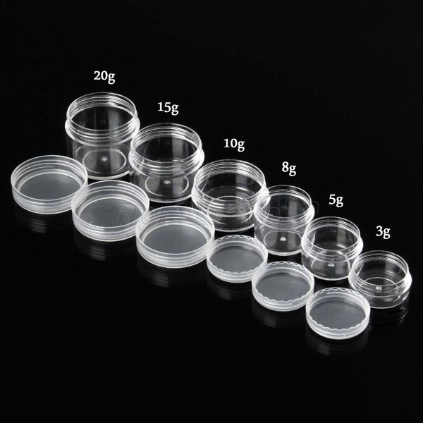 5pcs 3g 5g 8g 10g 15g 20g portable plastic cosmetic empty jars clear bottles eyeshadow makeup cream lip balm container pots
5pcs 3g 5g 8g 10g 15g 20g portable plastic cosmetic empty jars clear bottles eyeshadow makeup cream lip balm container pots