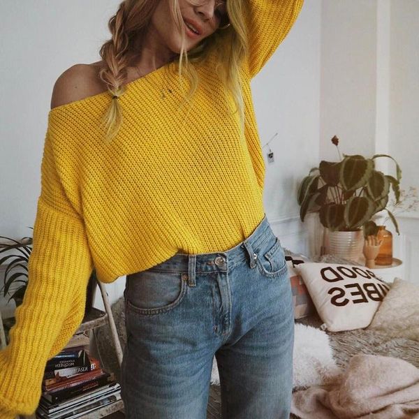 2020 new arrival women off shoulder loose pullover sweater long sleeve knit sweater jumper ladies casual fall, White;black
2020 new arrival women off shoulder loose pullover sweater long sleeve knit sweater jumper ladies casual fall, White;black