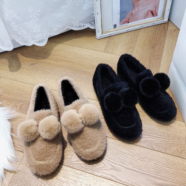 

moccasin shoes casual female sneakers round toe 2019 fashion women's shallow mouth bow-knot loafers fur flats moccasins new, Black
