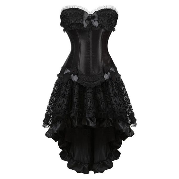 burlesque overbust corset bustier with ruffled satin & lace trim gothic skirts women vintage steampunk corset dress, Black;white
burlesque overbust corset bustier with ruffled satin & lace trim gothic skirts women vintage steampunk corset dress, Black;white