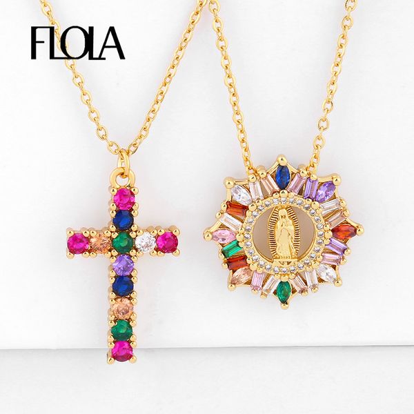 flola rainbow virgin mary pendant necklaces for women with crystal cross necklaces gold cubic zirconia religious jewelry nkeq16, Silver
flola rainbow virgin mary pendant necklaces for women with crystal cross necklaces gold cubic zirconia religious jewelry nkeq16, Silver