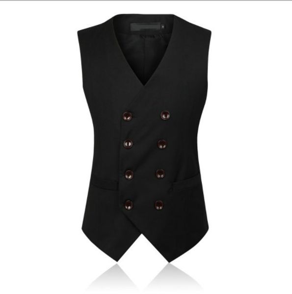 men slim fit classic vest waistcoat mens double breasted blazer suit vest casual men's formal black gray sleeveless jacket, Black;white
men slim fit classic vest waistcoat mens double breasted blazer suit vest casual men's formal black gray sleeveless jacket, Black;white