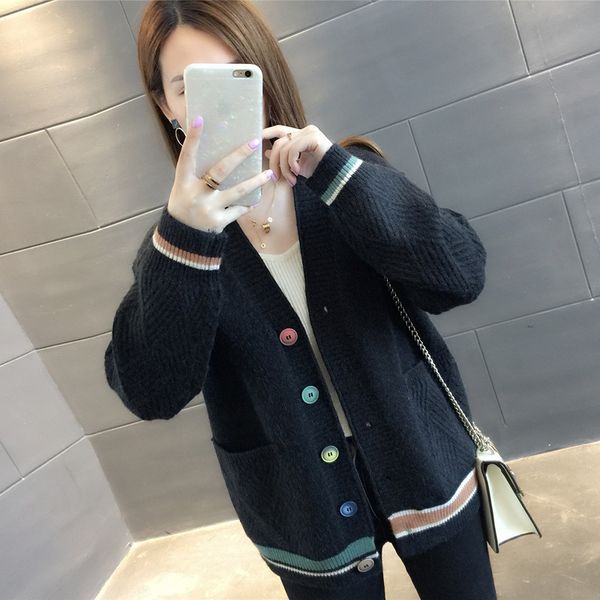 new arrival spring autumn white black cardigan women loose knitted jacket cardigan sweater female elegant coat out wear, Black;brown
new arrival spring autumn white black cardigan women loose knitted jacket cardigan sweater female elegant coat out wear, Black;brown