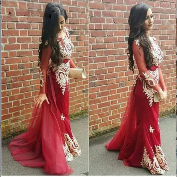 vestido de festa red mermaid prom dress sheer long sleeve gold appliques prom gowns evening formal dress, Black
vestido de festa red mermaid prom dress sheer long sleeve gold appliques prom gowns evening formal dress, Black