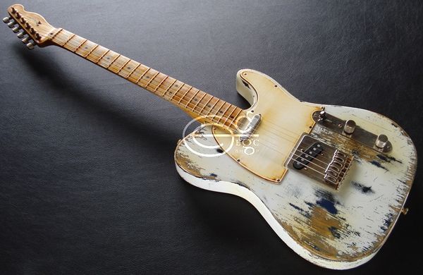 super rare masterbuilt heavy relic white cover black blue tele electric guitar maple neck & fretboard, tremolo bridge, vintage tuners
super rare masterbuilt heavy relic white cover black blue tele electric guitar maple neck & fretboard, tremolo bridge, vintage tuners