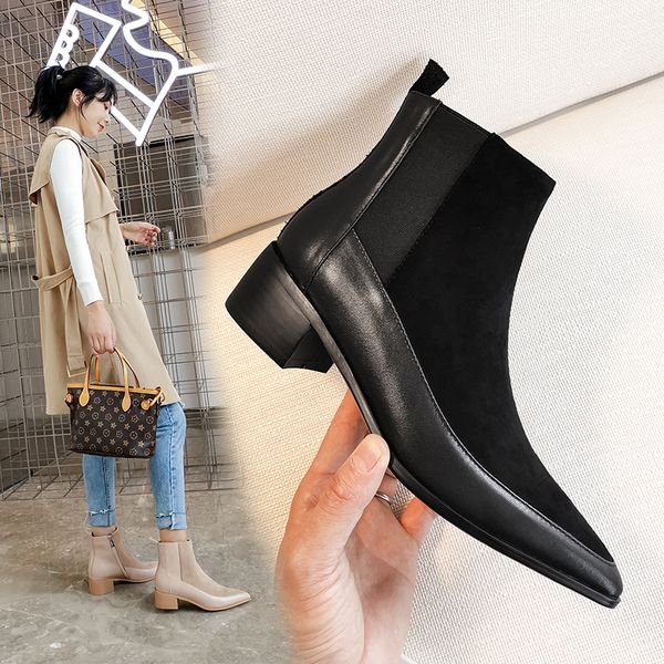 women ankle boots genuine leather 22-24.5 cm feet length ankle boots for women leather stitching online celebrity, Black
women ankle boots genuine leather 22-24.5 cm feet length ankle boots for women leather stitching online celebrity, Black