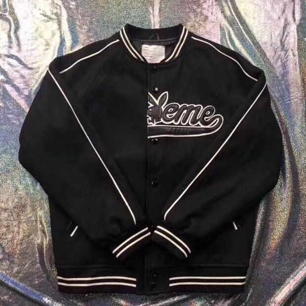 18fw box logo playboy varsity jacket luxury windproof outdoor baseball jacket autumn winter coat fashion street hip hop outerwear hfymjk156, Black;brown
18fw box logo playboy varsity jacket luxury windproof outdoor baseball jacket autumn winter coat fashion street hip hop outerwear hfymjk156, Black;brown