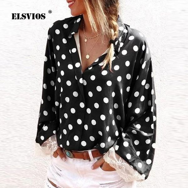 elsvios womens and blouses plus size long sleeve lace patchwork blouse autumn v-neck polka dot shirt femme streetwear blusa, White
elsvios womens and blouses plus size long sleeve lace patchwork blouse autumn v-neck polka dot shirt femme streetwear blusa, White
