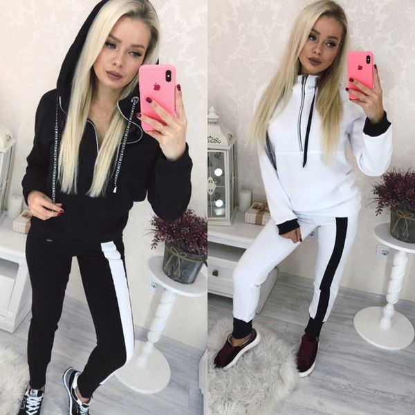 2019 women's sportswear two piece setcolor matching sweater leisure sports suit, Gray
2019 women's sportswear two piece setcolor matching sweater leisure sports suit, Gray