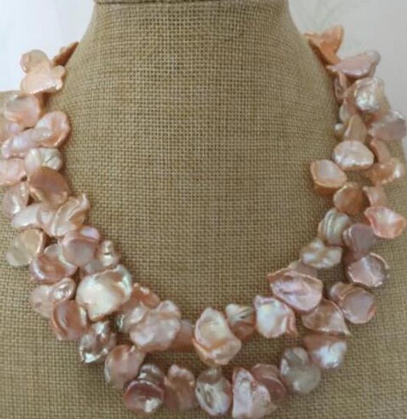 double strands 12-13mm south sea baroque rose gold pearl necklace, Silver 
double strands 12-13mm south sea baroque rose gold pearl necklace, Silver