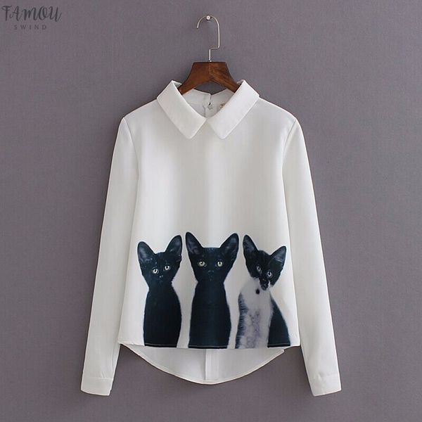 womens shirts with cats korean womens blouse fashion polyester chiffon shirt short three cats long sleeve casual blouse shirt, White
womens shirts with cats korean womens blouse fashion polyester chiffon shirt short three cats long sleeve casual blouse shirt, White